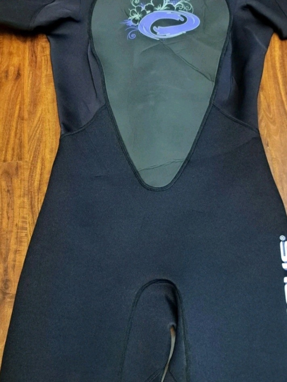 Black One-Piece Wetsuit with Purple Logo Sz 12 O'Rageous Diving Womens
